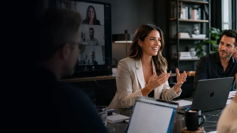 An Aureaux adviser leading a client consultation in a private meeting room